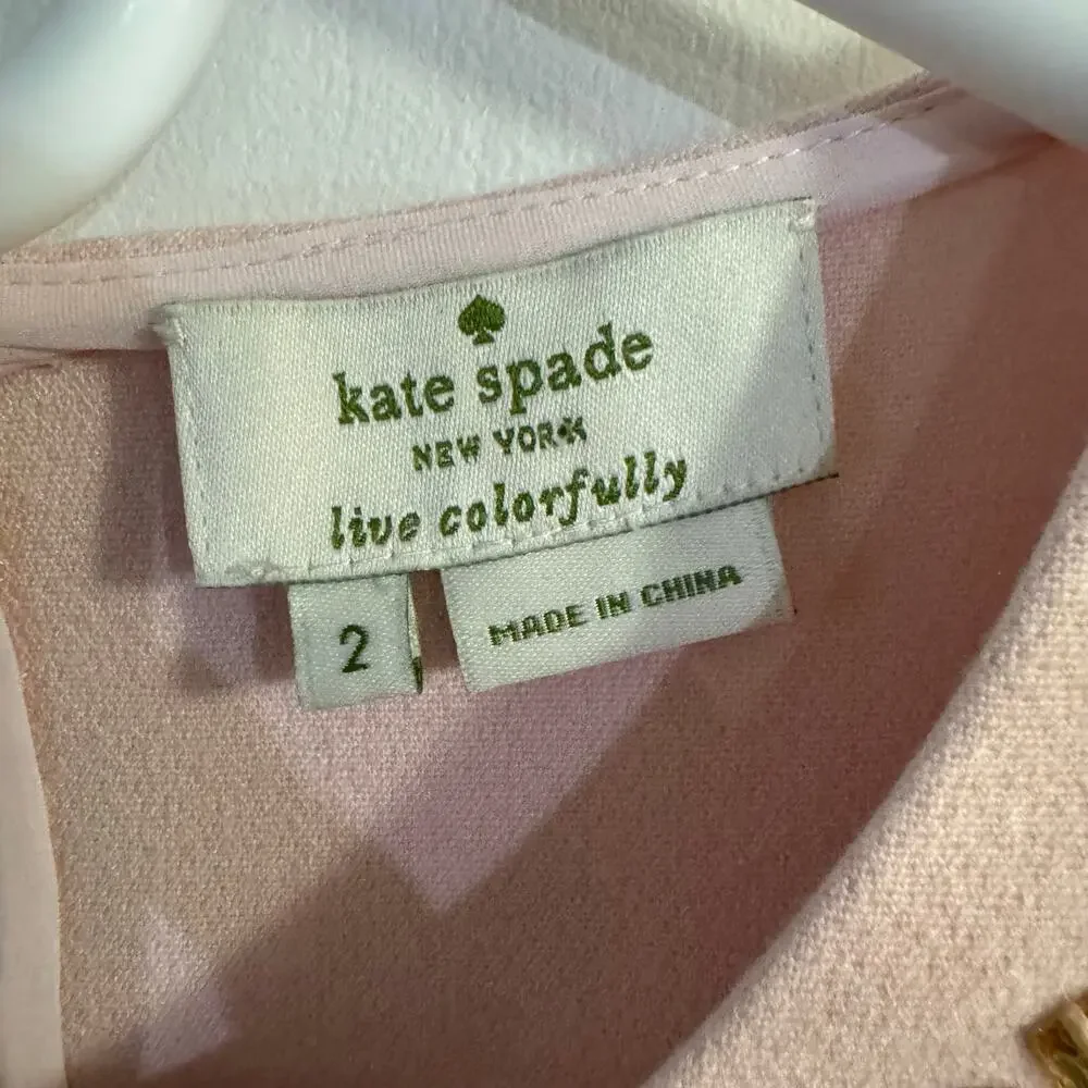Kate Spade Alexandria Pink Rhinestone Embellished Top Size 2